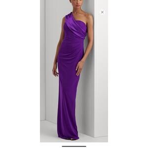 Lauren Ralph Lauren Satin Sash Column Gown purple size 2 small formal Maxi $295